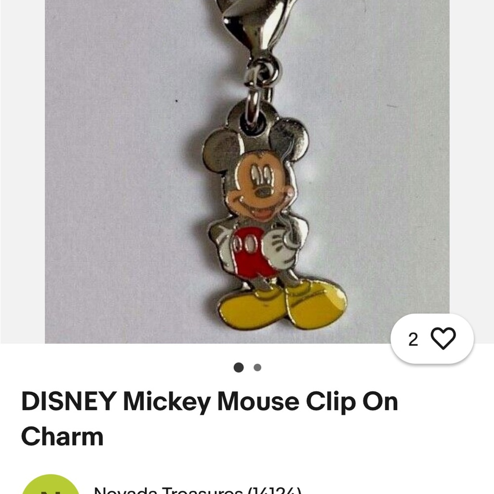 Disney Mickey Mouse Silver and Yellow Pendant - Picture 3 of 4